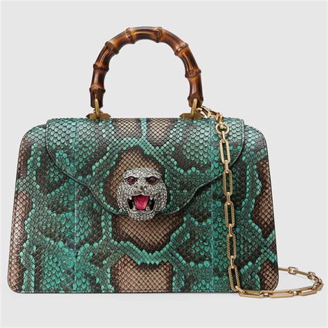 gucci logos shoulder tote bag purse black python leather italy|Gucci python bag.